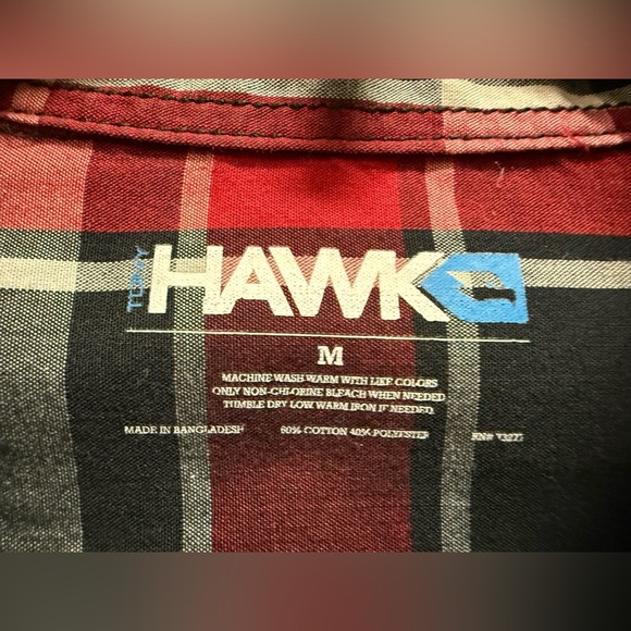 Tony Hawk Red and Black Plaid Button Down Boys Med Long Sleeve Dress Shirt 0099 - Picture 5 of 8